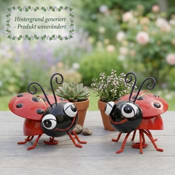 2er Set Süße Magnet Marienkäfer ca. 8 cm - Dekofigur